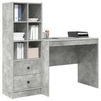 Schreibtisch mit Schubladen mit Regal 2 pcs Beton Grau