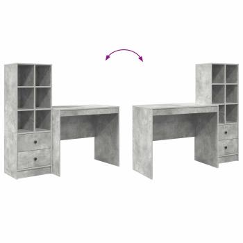 Schreibtisch mit Schubladen mit Regal 2 pcs Beton Grau