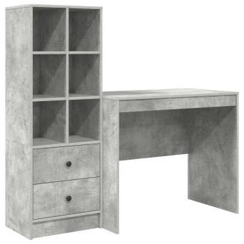 Schreibtisch mit Schubladen mit Regal 2 pcs Beton Grau