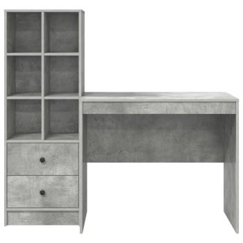 Schreibtisch mit Schubladen mit Regal 2 pcs Beton Grau