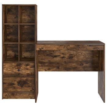 Schreibtisch mit Schubladen mit Regal 2 pcs Geräucherte Eiche