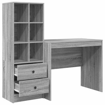 Schreibtisch mit Schubladen mit Regal 2 pcs Graues Sonoma