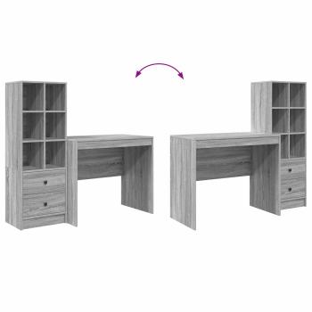 Schreibtisch mit Schubladen mit Regal 2 pcs Graues Sonoma