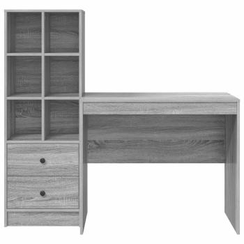 Schreibtisch mit Schubladen mit Regal 2 pcs Graues Sonoma
