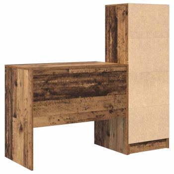 Schreibtisch mit Schubladen mit Regal 2 pcs Altholz