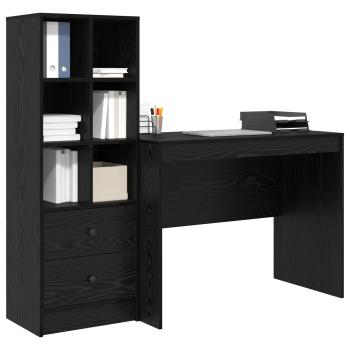 Schreibtisch mit Schubladen 2 pcs Schwarz Eichen-Optik