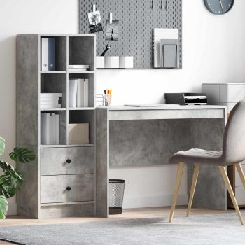 ARDEBO.de - Schreibtisch mit Schubladen 2 pcs Beton Grau