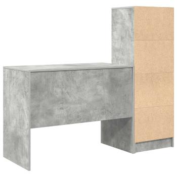 Schreibtisch mit Schubladen 2 pcs Beton Grau