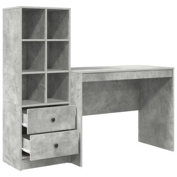 Schreibtisch mit Schubladen 2 pcs Beton Grau