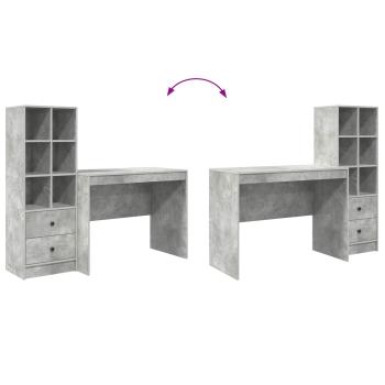 Schreibtisch mit Schubladen 2 pcs Beton Grau