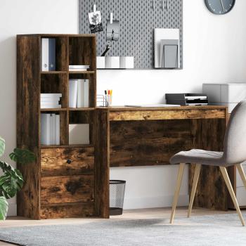 ARDEBO.de - Schreibtisch mit Schubladen 2 pcs Geräucherte Eiche
