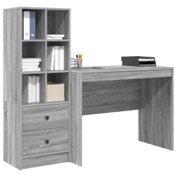 Schreibtisch Graues Sonoma 145.5 x 50 x 127 cm 2 stk.