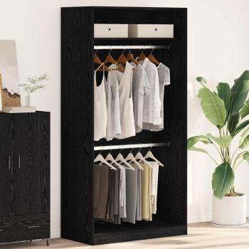 ARDEBO.de - Kleiderschrank Schwarz Eichen-Optik 100 x 50 x 200 cm