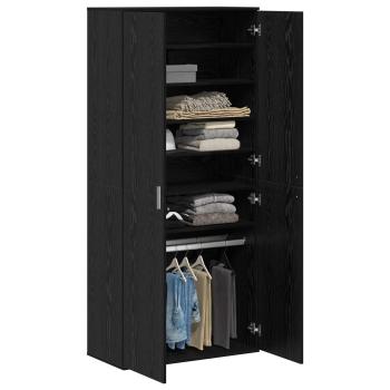 Hochschrank 80 x 39 x 178 cm Holzwerkstoff Schwarz Eichen-Optik