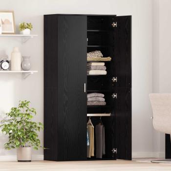 Hochschrank 80 x 39 x 178 cm Holzwerkstoff Schwarz Eichen-Optik