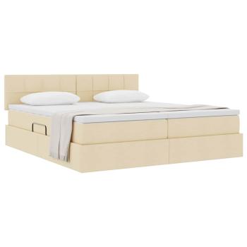 Aufbewahrungsbett mit Matratze Creme 200 x 200 cm Kunstleder