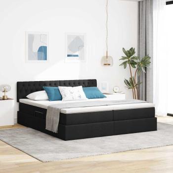 ARDEBO.de - Aufbewahrungsbett mit Matratze Schwarz 180 x 200 cm Kunstleder