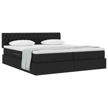 Aufbewahrungsbett mit Matratze Schwarz 180 x 200 cm Kunstleder