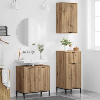 Badezimmermöbel-Set 3 Stk. Artisan-Eiche 39,5 x 36 x 88 cm