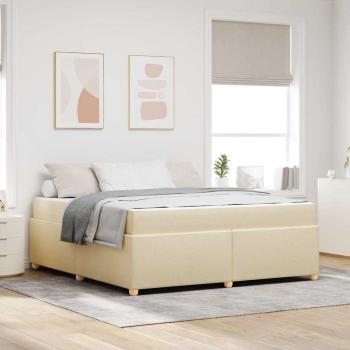 ARDEBO.de - Bettrahmen mit Matratze Creme 180 x 200 cm Stoff