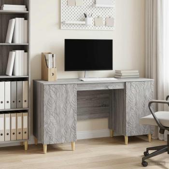 ARDEBO.de - Schreibtisch Sonoma-Grau 142,5 x 50 x 75 cm Holzwerkstoff