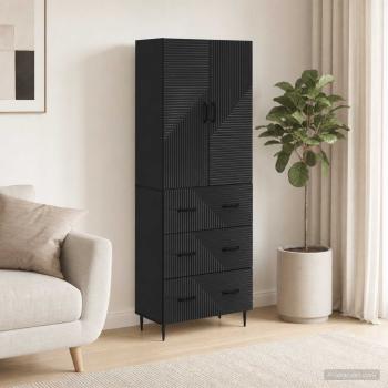 ARDEBO.de - Schrankset 2 stk. 66 x 34,5 x 90 cm Holzwerkstoff Schwarz