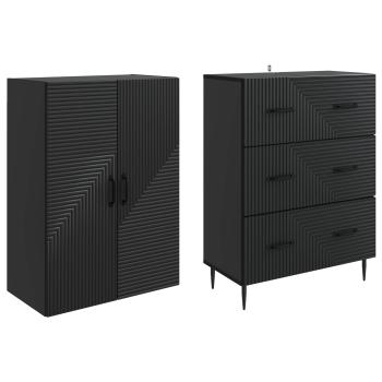 Schrankset 2 stk. 66 x 34,5 x 90 cm Holzwerkstoff Schwarz