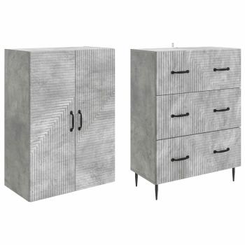 Schrankset 2 stk. 66 x 34,5 x 90 cm Holzwerkstoff Betongrau
