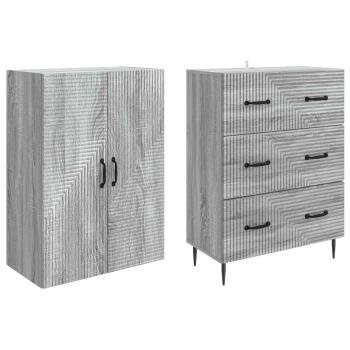 Schrankset 2 stk. 66 x 34,5 x 90 cm Holzwerkstoff Grau Sonoma