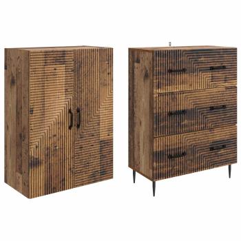 Schrankset 2 stk. 66 x 34,5 x 90 cm Holzwerkstoff Altholz