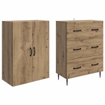Schrankset 2 stk. 66 x 34,5 x 90 cm Holzwerkstoff Artisan-Eiche