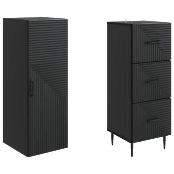 Schrankset 2 stk. 33 x 34,5 x 90 cm Holzwerkstoff Schwarz