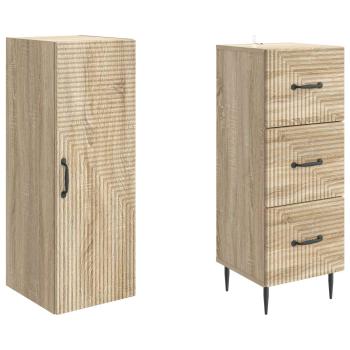 Schrankset 2 stk. 33 x 34,5 x 90 cm Holzwerkstoff Sonoma-Eiche