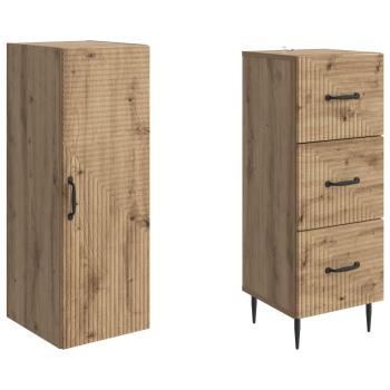 Schrankset 2 stk. 33 x 34,5 x 90 cm Holzwerkstoff Artisan-Eiche
