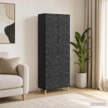 ARDEBO.de - Schrankset 2 stk. 66 x 34,5 x 90 cm Holzwerkstoff Schwarz