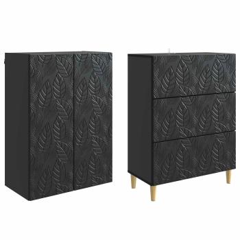 Schrankset 2 stk. 66 x 34,5 x 90 cm Holzwerkstoff Schwarz