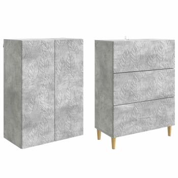 Schrankset 2 stk. 66 x 34,5 x 90 cm Holzwerkstoff Betongrau