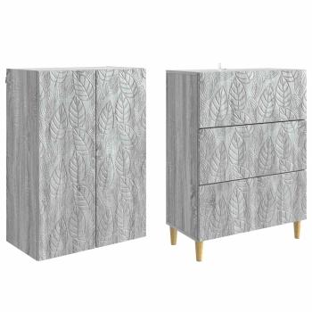 Schrankset 2 stk. 66 x 34,5 x 90 cm Holzwerkstoff Sonoma-Grau