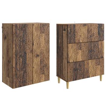 Schrankset 2 stk. 66 x 34,5 x 90 cm Holzwerkstoff Altholz