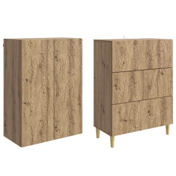 Schrankset 2 stk. 66 x 34,5 x 90 cm Holzwerkstoff Artisan-Eiche