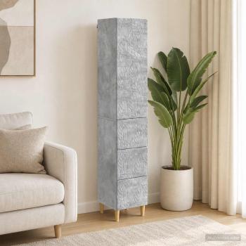 ARDEBO.de - Schrankset 2 stk. 33 x 34,5 x 90 cm Holzwerkstoff Betongrau