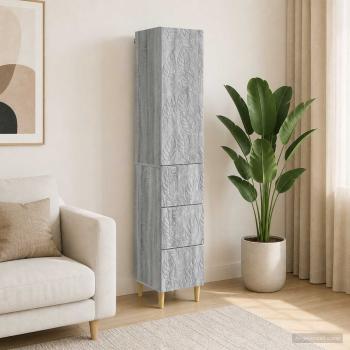 ARDEBO.de - Schrankset 2 stk. 33 x 34,5 x 90 cm Holzwerkstoff Grau Sonoma