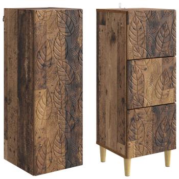 Schrankset 2 stk. 33 x 34,5 x 90 cm Holzwerkstoff Altholz