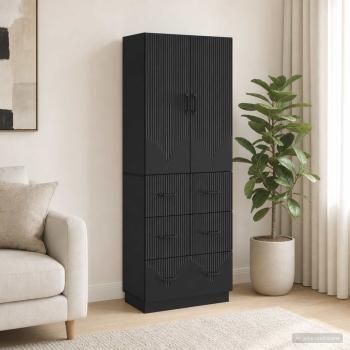 ARDEBO.de - Schrankset 2 stk. 66 x 34,5 x 87 cm Holzwerkstoff Schwarz