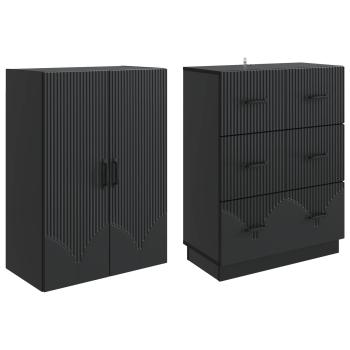 Schrankset 2 stk. 66 x 34,5 x 87 cm Holzwerkstoff Schwarz
