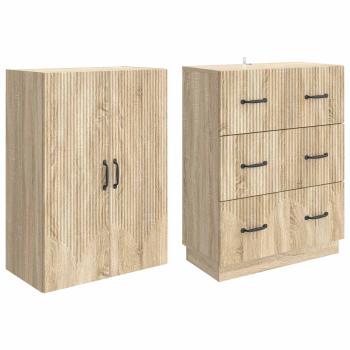 Schrankset 2 stk. 66 x 34,5 x 87 cm Holzwerkstoff Sonoma-Eiche