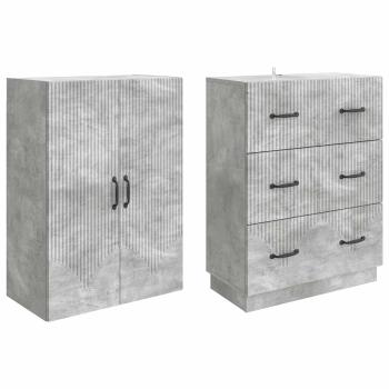 Schrankset 2 stk. 66 x 34,5 x 87 cm Holzwerkstoff Betongrau