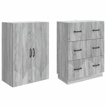 Schrankset 2 stk. 66 x 34,5 x 87 cm Holzwerkstoff Sonoma-Grau
