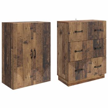 Schrankset 2 stk. 66 x 34,5 x 87 cm Holzwerkstoff Altholz