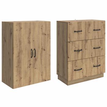 Schrankset 2 stk. 66 x 34,5 x 87 cm Holzwerkstoff Artisan-Eiche